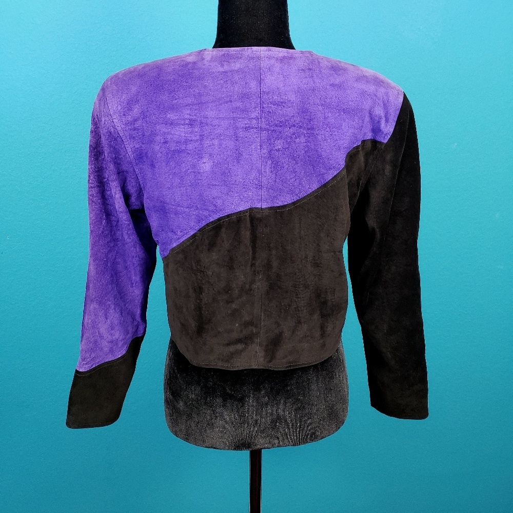 ⚜️ 🟣 JOANIE CHAR Genuine Suede Retro Mod Jacket // (VINTAGE) // (RARE!) - Picture 5 of 8